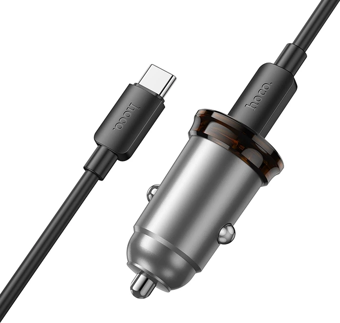 Автомобильное зарядное устройство Hoco NZ16 Rigorous single port PD30W Car Charger set (C to C) Metal Grey - Фото 3 Автомобильное зарядное устройство Hoco NZ16 Rigorous single port PD30W Car Charger set (C to C) Metal Grey - изображение 3