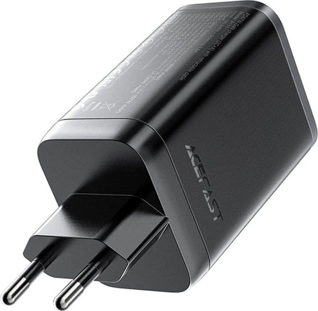 Сетевое зарядное устройство Acefast A111 PD67W GaN Charger (2*USB-C + USB-A) with retractable cable Black - изображение 3