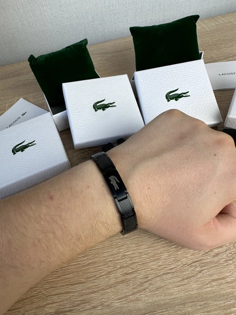 Мужской браслет Lacoste из нержавеющей стали 21 см регулируемый браслет Лакоста ATD015 черный - изображение 2