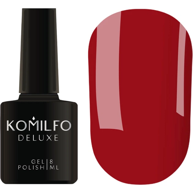 KOMILFO Deluxe Series №D087 HEMA/TPO free Гель-лак темно-червоний, 8 мл - Фото 1 KOMILFO Deluxe Series №D087 HEMA/TPO free Гель-лак темно-червоний, 8 мл - изображение 1