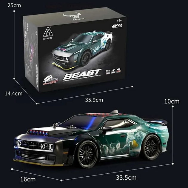 Машинка на радіокеруванні ZLL SG216 PRO 1:16 4WD 40 км/год, RC авто для дріфту з акумулятором, LED + батарейки в подарунок - зображення 3
