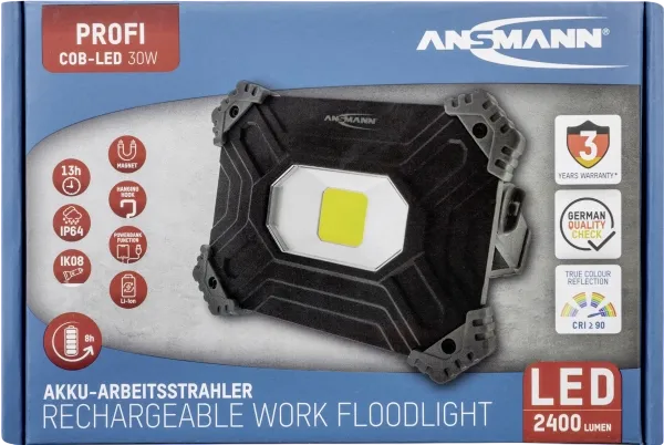 Akumułatorowa lampa warsztatowa Ansmann FL2500R LED 30 W 2400 lm 1600-0394 (4013674171347) - Zdjęcie 12 Akumułatorowa lampa warsztatowa Ansmann FL2500R LED 30 W 2400 lm 1600-0394 (4013674171347) - obraz 12