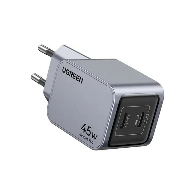 Зарядное устройство Ugreen 2xUSB-C PD45W GaN X707 gray (35008) - Фото 3 Зарядное устройство Ugreen 2xUSB-C PD45W GaN X707 gray (35008) - изображение 3