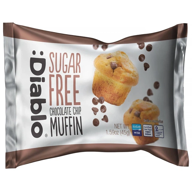 Маффін Diablo без цукру з шоколадною крихтою И680 45г - Фото 1 Маффін Diablo без цукру з шоколадною крихтою И680 45г - зображення 1