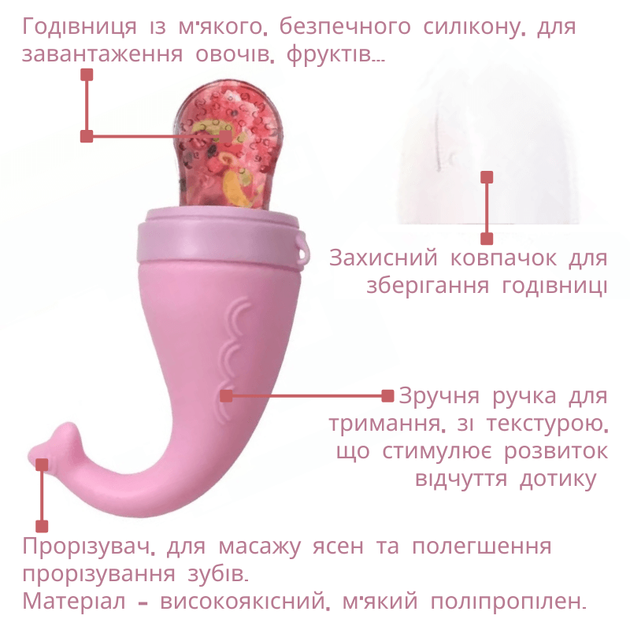 Силиконовый ниблер Feeder and Teether – детская кормушка и прорезыватель 2 в 1 (розовый) - Фото 2 Силиконовый ниблер Feeder and Teether – детская кормушка и прорезыватель 2 в 1 (розовый) - изображение 2