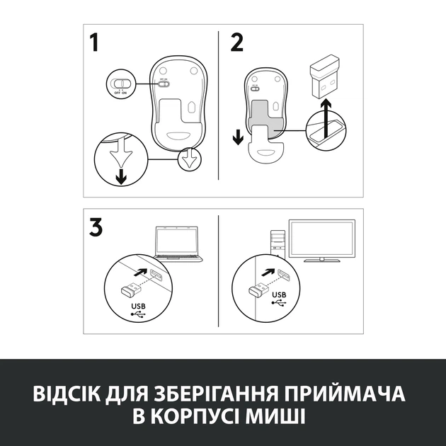 Компьютерная мышь Logitech M185 беспроводная оптическая 1000 dpi 3 кнопки Gray/Black (910-002235) - изображение 10