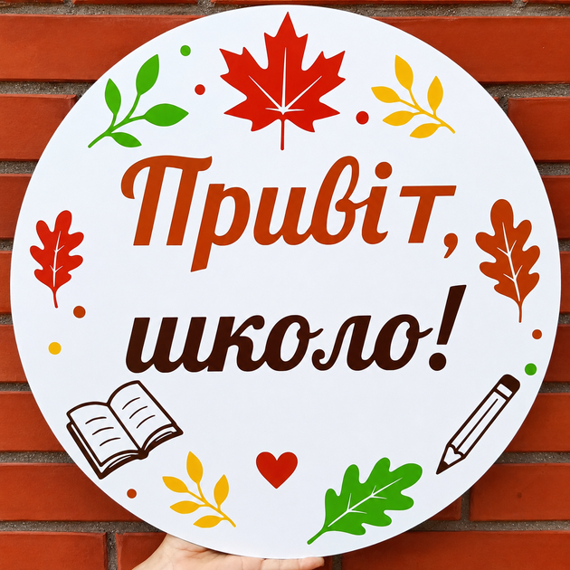 Мини Баннер Для Фотозоны Привіт Школо! Різнокольорові Листя Белый - Фото 1 Мини Баннер Для Фотозоны Привіт Школо! Різнокольорові Листя Белый - изображение 1