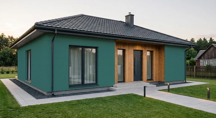 Полімерна декоративна штукатурка з фіброволокном "Камінцева" 2,0 мм, VAMIUT IQ DecorPlast ACRYL, RAL 6033 (М'ятно-бірюзовий), 25 кг - зображення 4