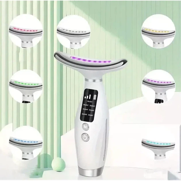 Мікрострумовий масажер для обличчя та шиї Neck Beauty Device 26X-328 з 7 режимами LED-терапії та ліфтинг-ефектом, Білий - зображення 7