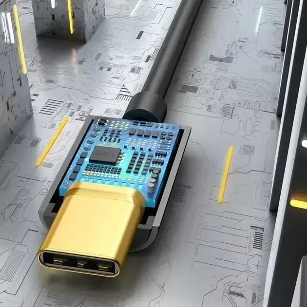 Перехідник Type-C на навушники mini-jack 3.5mm AUX BASEUS L54 (0.09m, DAC). Чорний - Фото 4 Перехідник Type-C на навушники mini-jack 3.5mm AUX BASEUS L54 (0.09m, DAC). Чорний - зображення 4