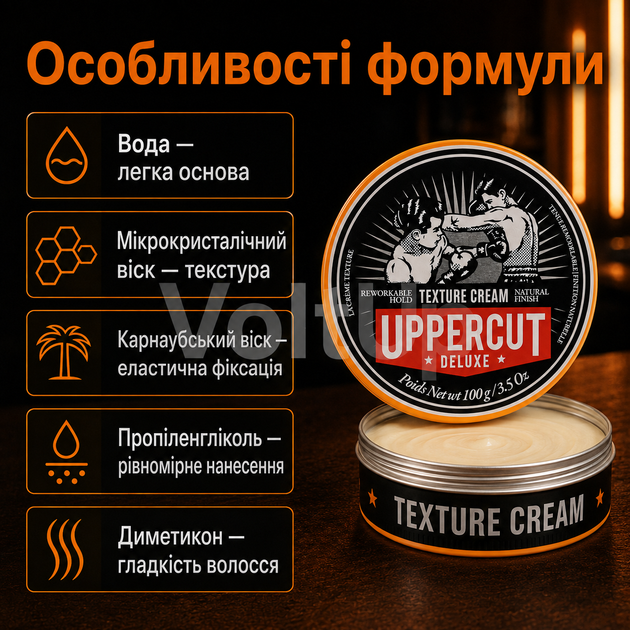 Крем Uppercut Deluxe Texture Cream 100 г для барберської укладки та текстури волосся - зображення 2