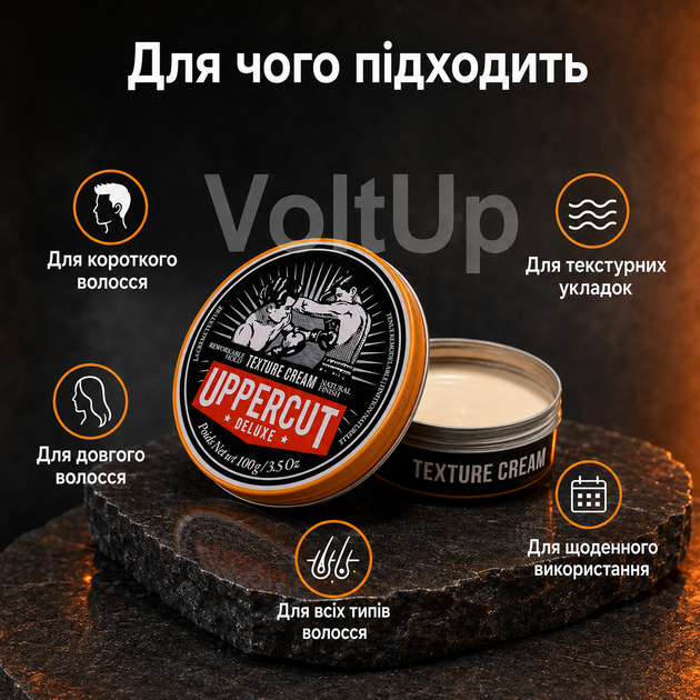 Крем Uppercut Deluxe Texture Cream 100 г для укладки волосся з природною текстурою - зображення 3
