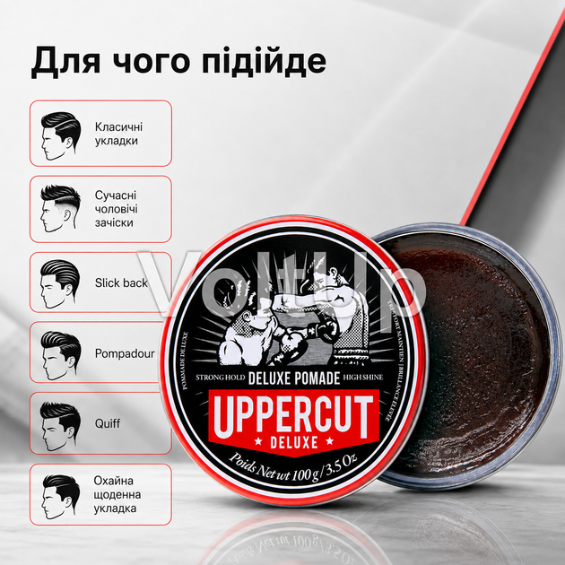 Помада Uppercut Deluxe Pomade STD 100 г для гладкої чоловічої укладки з блиском - зображення 4