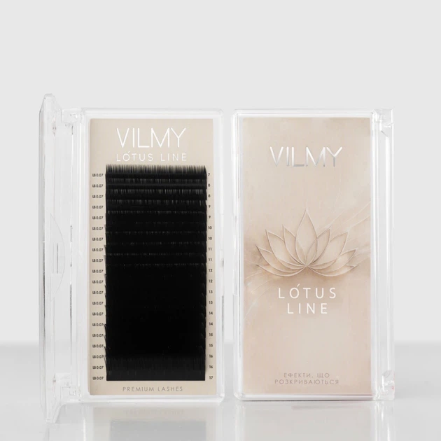 VILMY LOTUS Вії чорні для нарощення 20 ліній LB 0,05 mix 7(1)-8(2)-9(2)-10(2)-11(2)-12(2)-13(2)-14(2)-15(2)-16(2)-17(1) - зображення 3