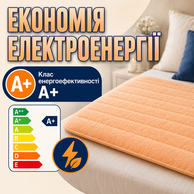 Электропростынь Termosoft теплая простынь с подогревом ambion 120*160 полуторка байка Персиковый - изображение 5