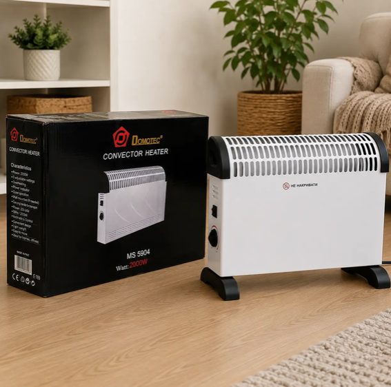Обогреватель Domotec MS-5904 электрический 2000 Вт для комнаты конвектор 23 м² с терморегулятором отопительный прибор 3 механических режима для частного дома спальни офиса - изображение 8