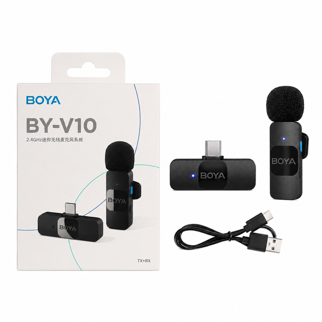 Беспроводной петличный микрофон BOYA BY-V10 USB-C – для Android/iPad/iPhone - изображение 10