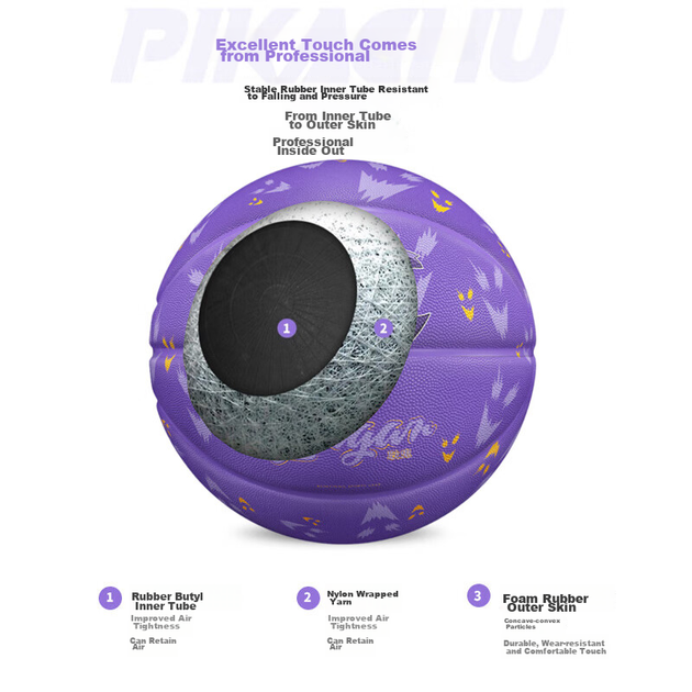 М'яч баскетбольний VEIDOORN Pokemon Collaboration Size 7 фіолетовий - зображення 2