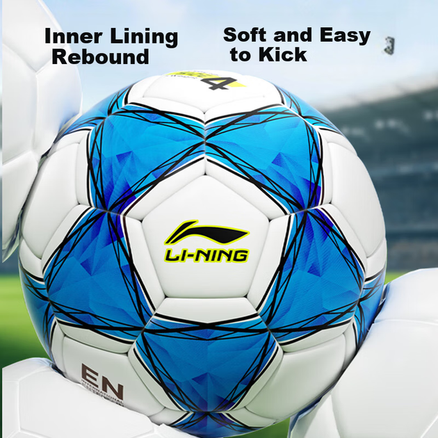 Мяч футбольный Li Ning Size 4 белый с синим - изображение 3