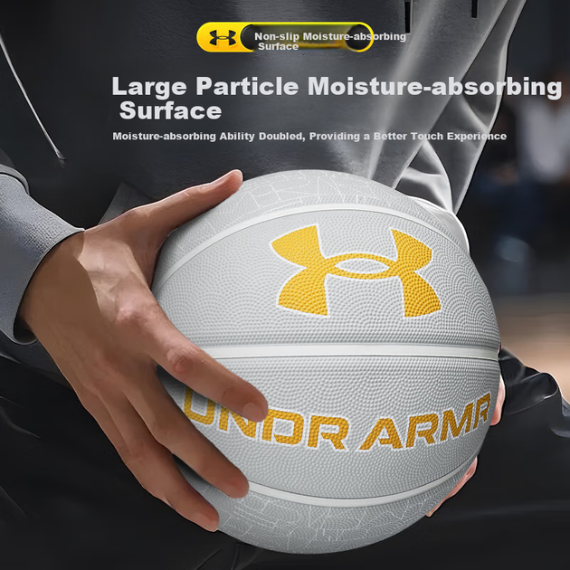 М'яч баскетбольний Under Armour Size 7 Чорний-золотистий - Фото 4 М'яч баскетбольний Under Armour Size 7 Чорний-золотистий - зображення 4