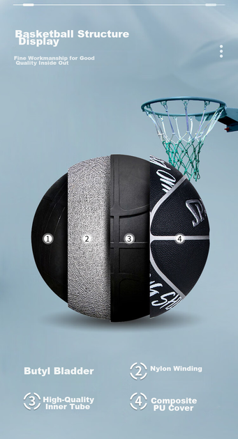 Мяч баскетбольный SPALDING 77-839Y из полиуретана, размер 7 - изображение 5