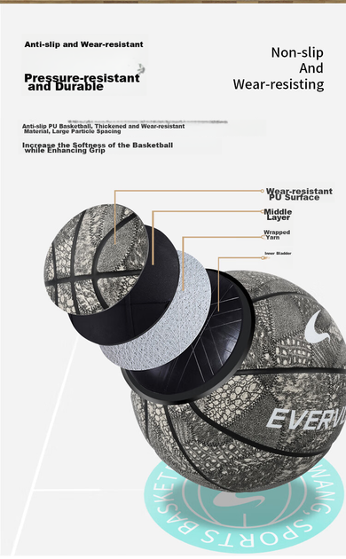 М'яч баскетбольний EVERVON EBP7-100 з поліуретану Size 7 - Фото 5 М'яч баскетбольний EVERVON EBP7-100 з поліуретану Size 7 - зображення 5