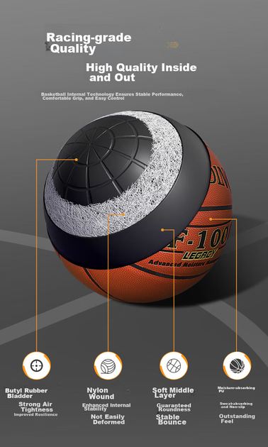 Мяч баскетбольный SPALDING TF-1000 из искусственной кожи Size 7 (74-716A) - изображение 7