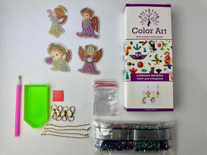 Набор алмазной мозаики брелки ColorArt Ангелы 4шт BR31 - изображение 6