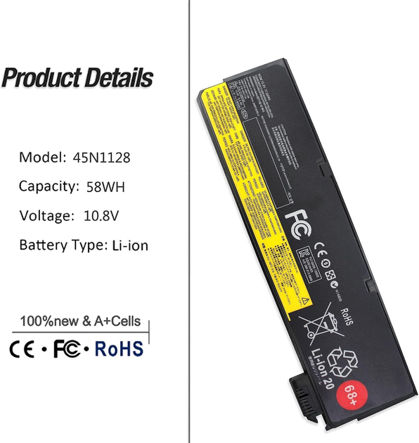 Акумулятор K KYUER 68+ 48 Вт·год для Lenovo ThinkPad X240 X250 X260 X270 T440 T450 T460 T550 T560, 10.8 - зображення 5