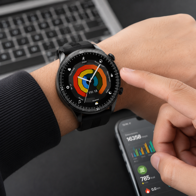 Смарт-часы с Bluetooth-звонками, круглым HD дисплеем, пульсометром, SpO2 и спортивными режимами - Фото 4 Смарт-часы с Bluetooth-звонками, круглым HD дисплеем, пульсометром, SpO2 и спортивными режимами - изображение 4