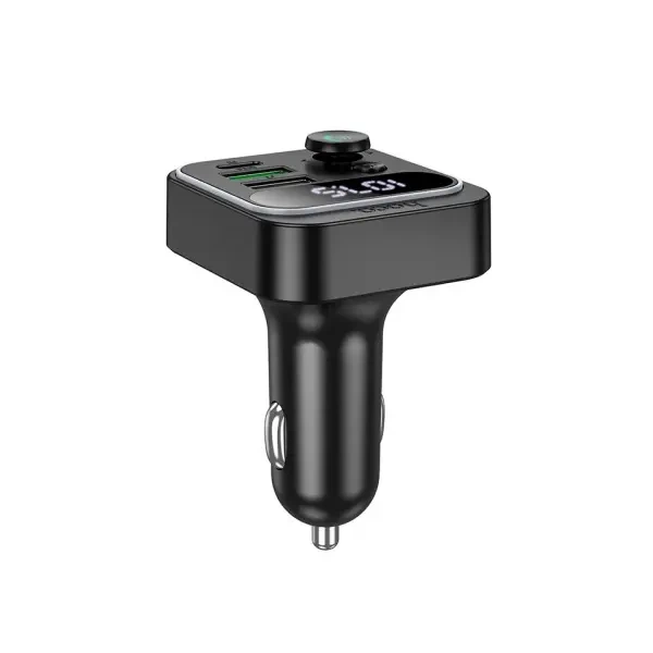 FM модулятор Hoco E85 Tiger, Car Charger, 2xUSB-A, 1xType-C, PD20W, QC3.0, Сірий - изображение 3