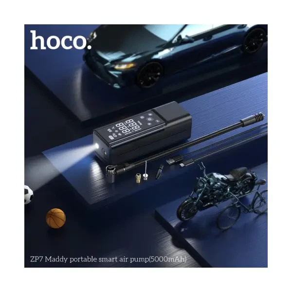 Автомобільний насос Hoco ZP7 Maddy (5000mAh), Чорний - изображение 7