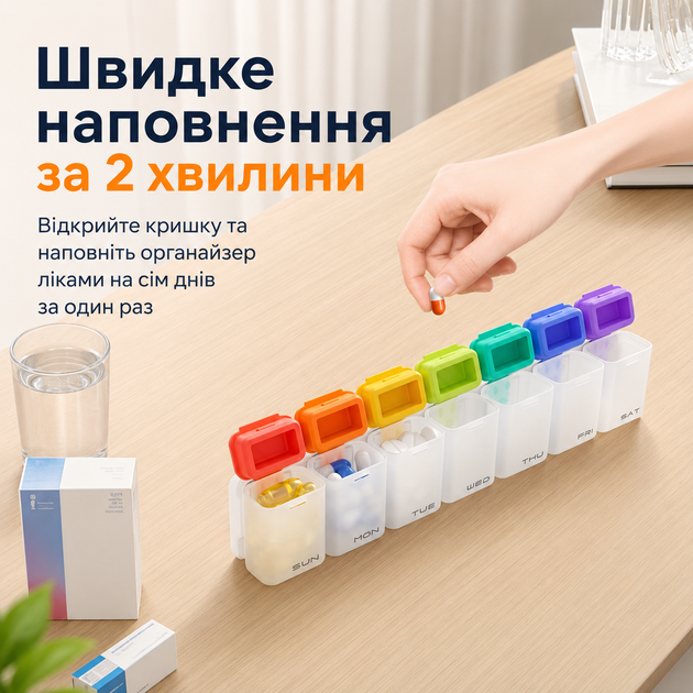 Органайзер для таблеток RIAS HG-07 магнитный недельный 7 контейнеров Multicolor (3_08523) - изображение 6