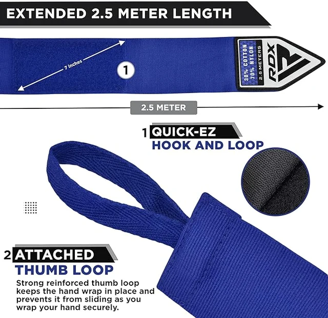 Бинти для боксу RDX Hand Wraps Blue (2.5м.) - зображення 2