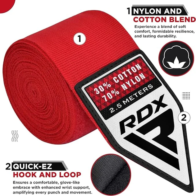 Бинти для боксу RDX Hand Wraps Red (2.5м.) - зображення 2