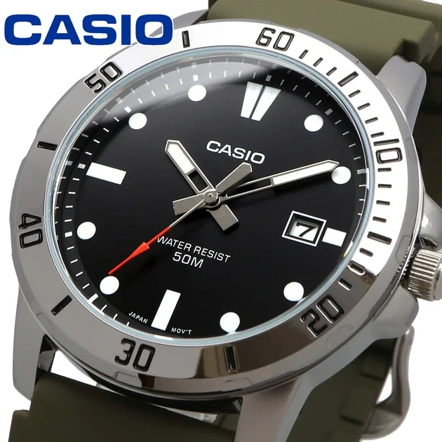 Мужские часы Casio MTP-VD01-3E зеленые 50 м - изображение 3