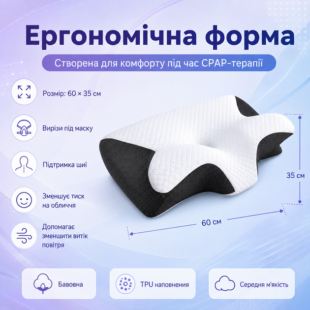 Регулируемая ортопедическая подушка для CPAP-маски - Фото 2 Регулируемая ортопедическая подушка для CPAP-маски - изображение 2