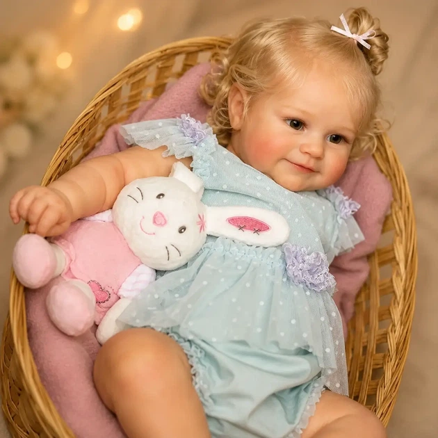 Реалістична лялька Reborn Baby Doll Millie 50 см — вініл-силіконова дівчинка з кучерявим волоссям та аксесуарами (RB082) - изображение 7