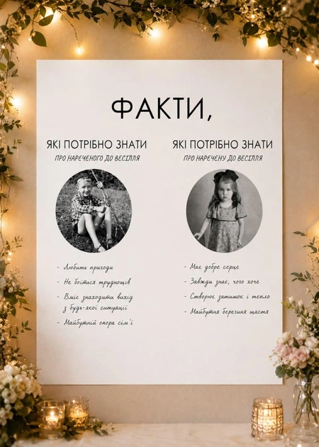Свадебный плакат "Факты, которые нужно знать о невестах до свадьбы". - Фото 1 Свадебный плакат "Факты, которые нужно знать о невестах до свадьбы". - изображение 1