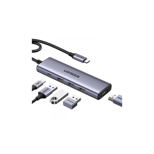 Порт-реплікатор Ugreen Dock CM511 5in1 USB3.1 Type-C --> HDMI 60Hz/3xUSB-А 3.0/Type-C/PD 100W (15597) - Фото 1 Порт-реплікатор Ugreen Dock CM511 5in1 USB3.1 Type-C --> HDMI 60Hz/3xUSB-А 3.0/Type-C/PD 100W (15597) - зображення 1