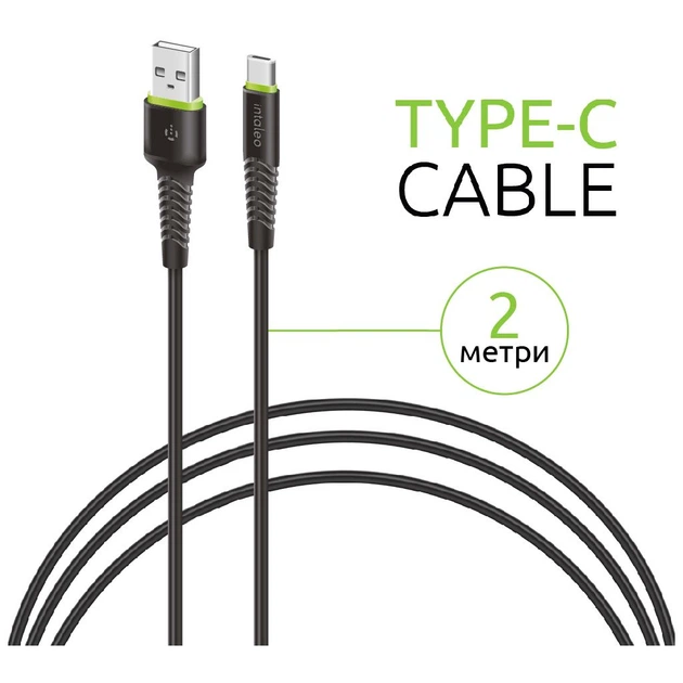 Дата кабель USB 2.0 AM to USB-C 2.0m CBFLEXT2 Black Intaleo (1283126521423) - изображение 3