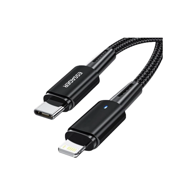 Дата кабель USB-C to Lightning 2.0m 20W black Essager (EXCTL-CGA01) - Фото 2 Дата кабель USB-C to Lightning 2.0m 20W black Essager (EXCTL-CGA01) - изображение 2