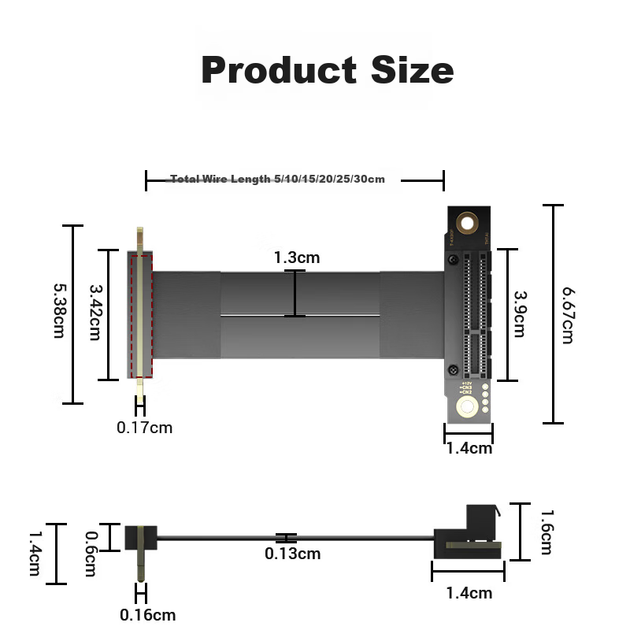 Райзер ZHENWEI PCIe 3.0 x4 разъем 90° вниз, 5 см - изображение 6