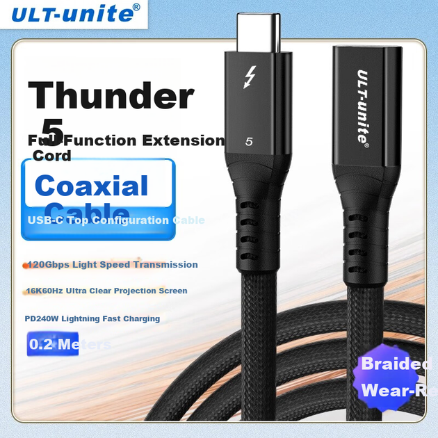 Удлинитель Ult-Unite Thunderbolt 5 16K 120 Гбит/с 240 Вт 20 см - Фото 7 Удлинитель Ult-Unite Thunderbolt 5 16K 120 Гбит/с 240 Вт 20 см - изображение 7