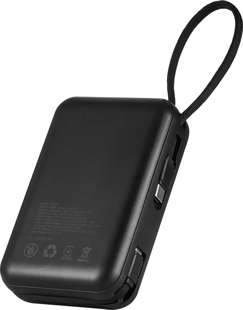 УМБ Brevia 20000mAh 22.5W Type-C + Lightning Cable Li-Pol LCD (45222BR) - зображення 2