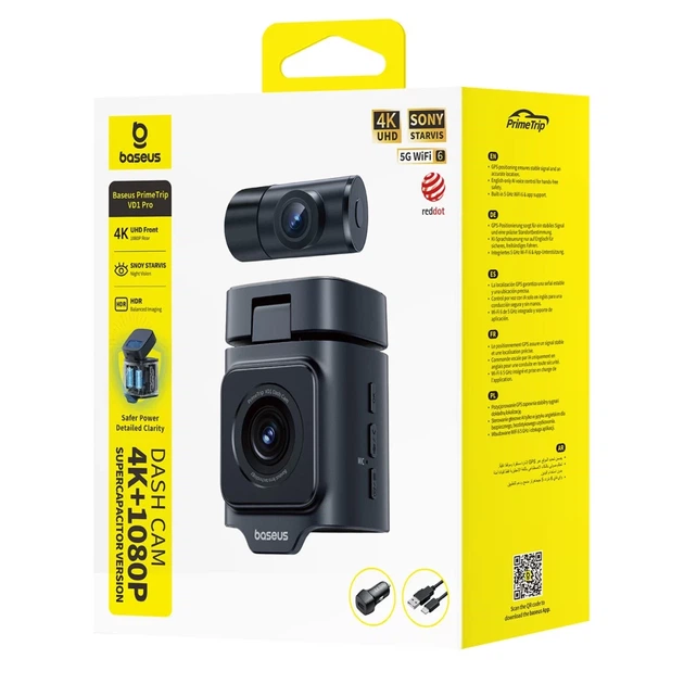 Видеорегистратор Baseus PrimeTrip VD1 Pro 4K с задней камерой 1080p Black - изображение 10