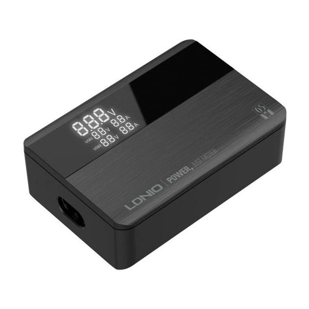 Зарядное устройство LDNIO 2USB/2Type-C 65W LED дисплей Black (A4808Q) - Фото 4 Зарядное устройство LDNIO 2USB/2Type-C 65W LED дисплей Black (A4808Q) - изображение 4