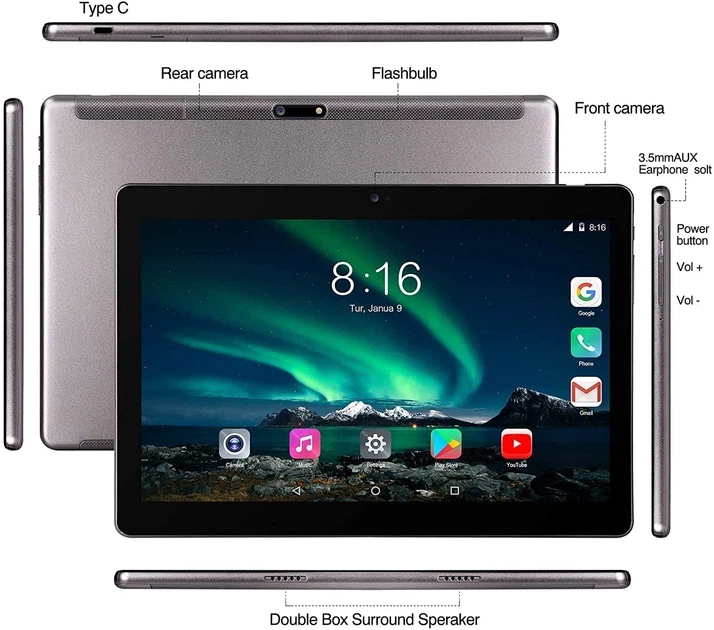Планшет 10.1" Toscido T22 4/64GB 4G 2-SIM 8 ядер Android 11 5000 mAh - зображення 3