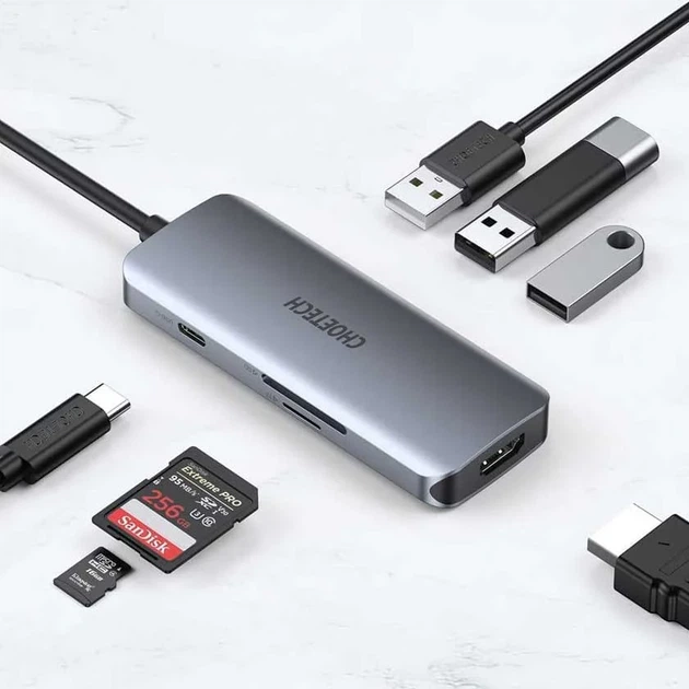 Порт-реплікатор CHOETECH M19 7-in-1 Multiport USB-C Hub (HUB-M19-GY) - изображение 2