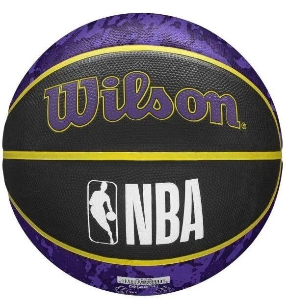 Мяч баскетбольный в подарочной коробке + насос Wilson NBA TEAM TIEDYE BSKT LA LAKERS size 7 WZ4007803XP (Оriгинал) - изображение 3